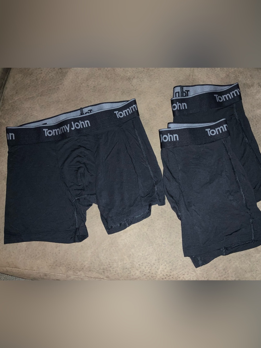 NWOT Tommy John Black Boxer Briefs Gray Logo Waistband Size Small set of 3